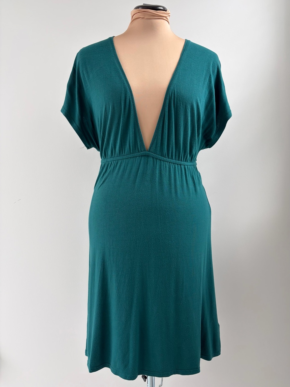 Talula Deep V‑Neck Jersey Dress – Teal Green Dress | Size M
